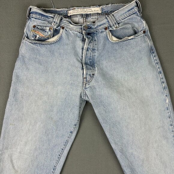 Diesel Jeans Men 34x32 Blue Button Fly Straight Leg Y2K Dingy Distressed - Picture 3 of 14